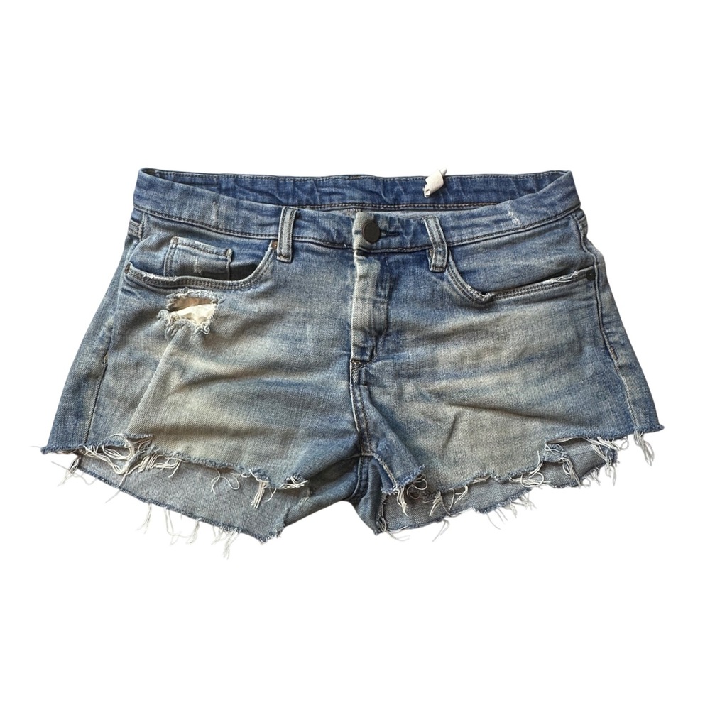 BlankNYC Shorts Womens 29 Blue Denim Skinny Classique Distressed Raw Hem 18C-163